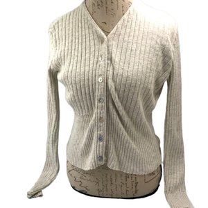 Cross Canyon Cream V-Neck Cardigan Sweater Size L